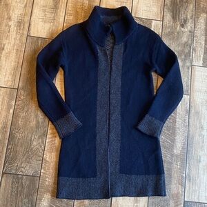 Chiaramente Wool Women's Navy and Gray Knit Cardigan